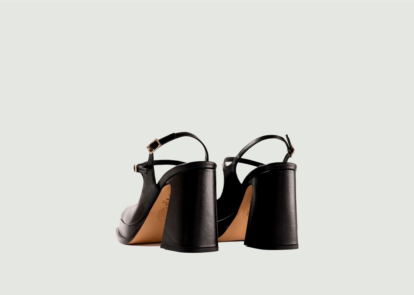 Leather sandals with heels and closed-toe platform Claudia - Souliers Martinez
