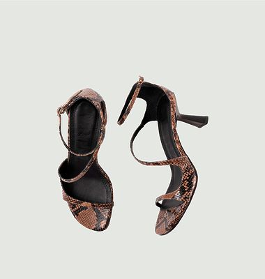 Sandales à talons en cuir effet python Dakota