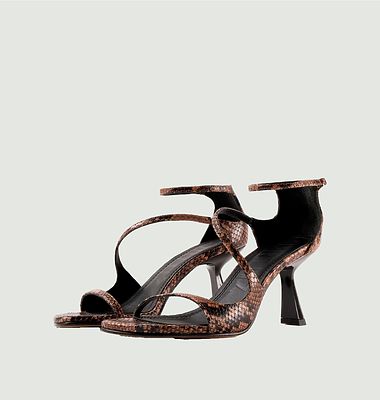 Dakota python-effect leather heeled sandals