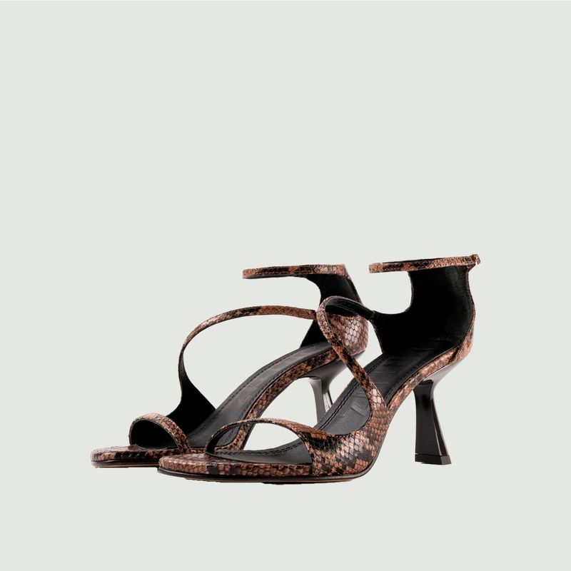 Dakota python-effect leather heeled sandals - Souliers Martinez