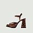 Gracia python-effect leather platform sandals with heels - Souliers Martinez