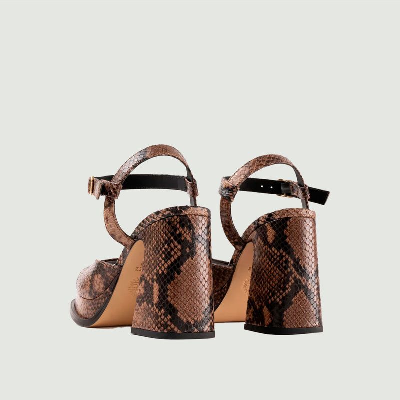 Sandales à talons et plateforme en cuir effet python Gracia - Souliers Martinez
