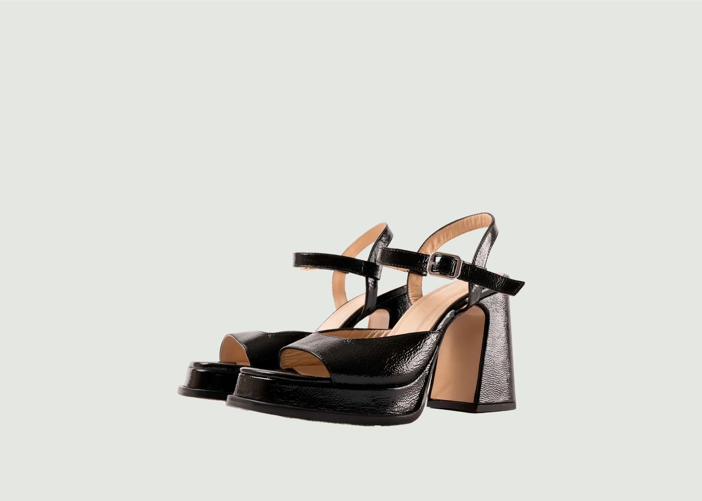 Heeled platform sandals in crinkled patent leather Gracia - Souliers Martinez