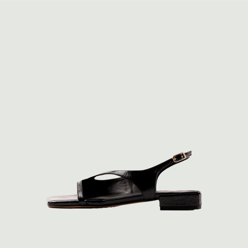 Flat sandals in crinkled patent leather Lisa - Souliers Martinez