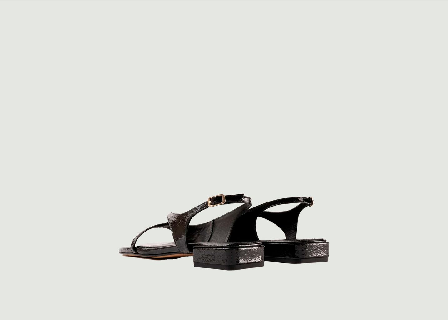 Flat sandals in crinkled patent leather Lisa - Souliers Martinez