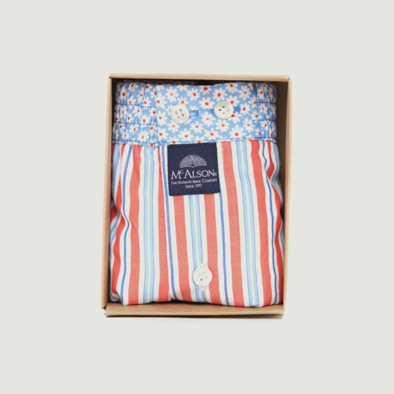 Flower printed striped boxer shorts - Mc Alson