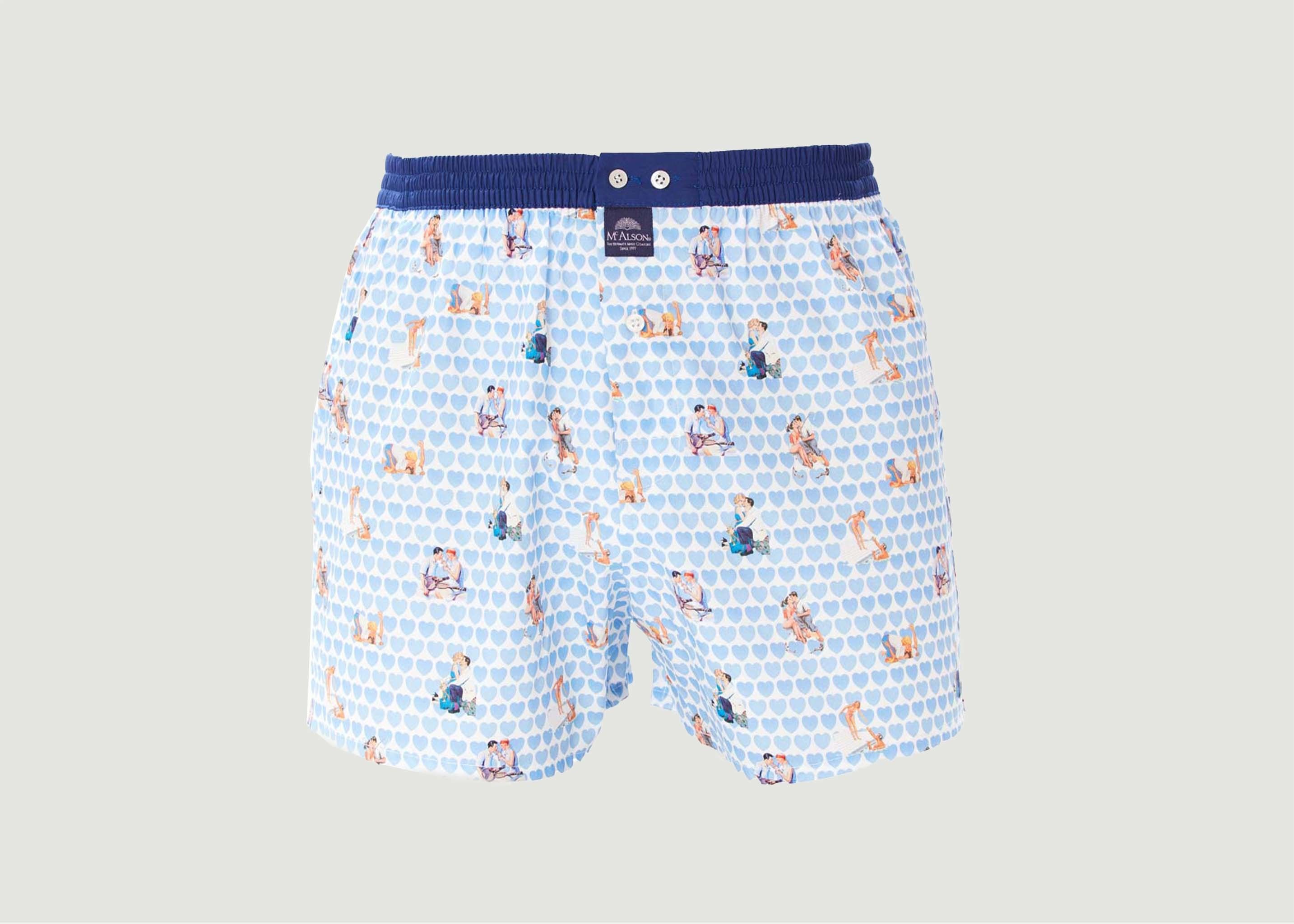 Cotton boxer shorts with couples and hearts - Mc Alson