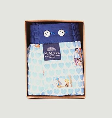 Cotton boxer shorts with couples and hearts