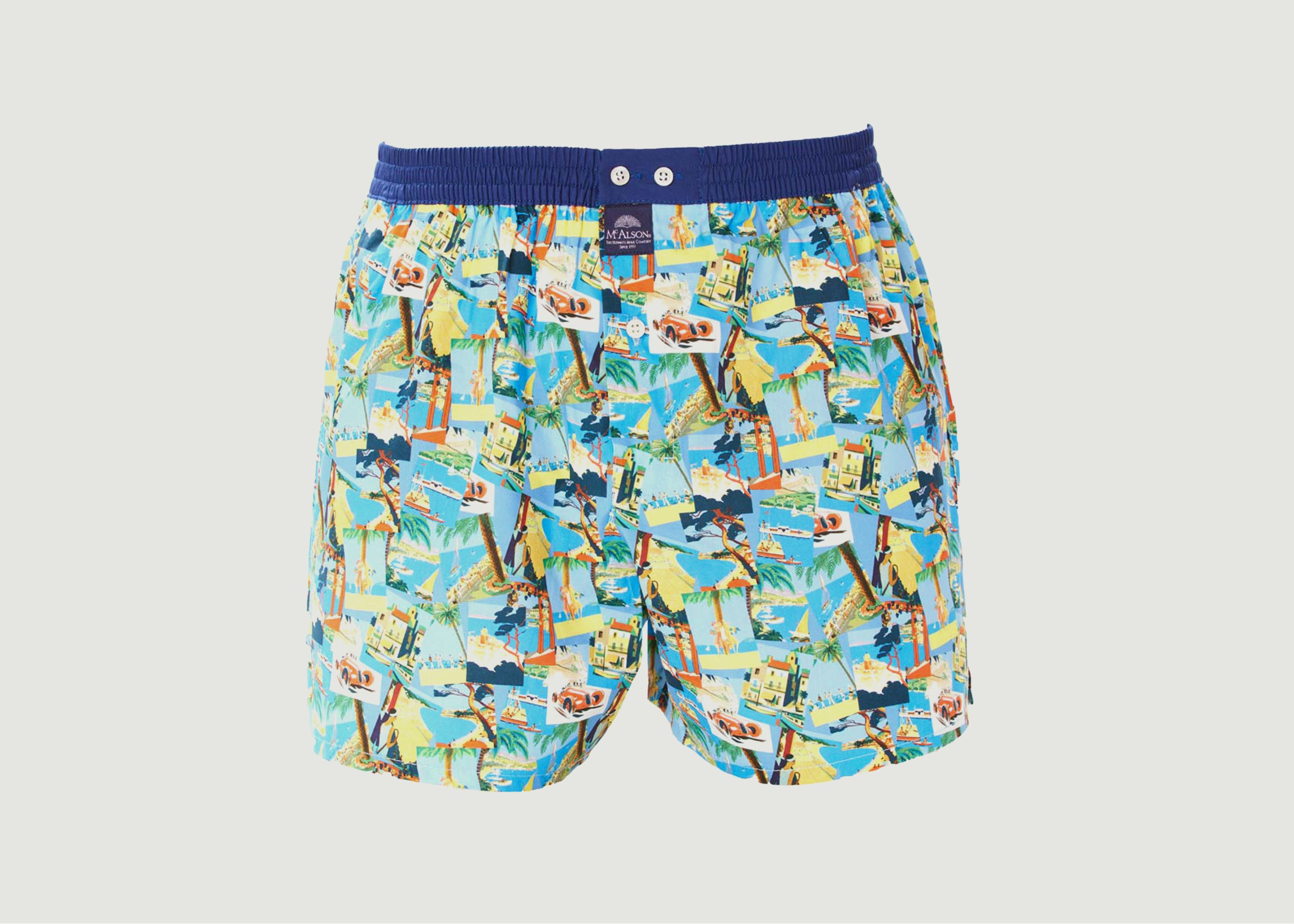 Printed cotton boxer shorts with vacation theme - Mc Alson