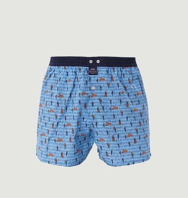 Cotton boxer shorts with music pattern