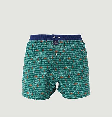 Cotton boxer shorts with music pattern