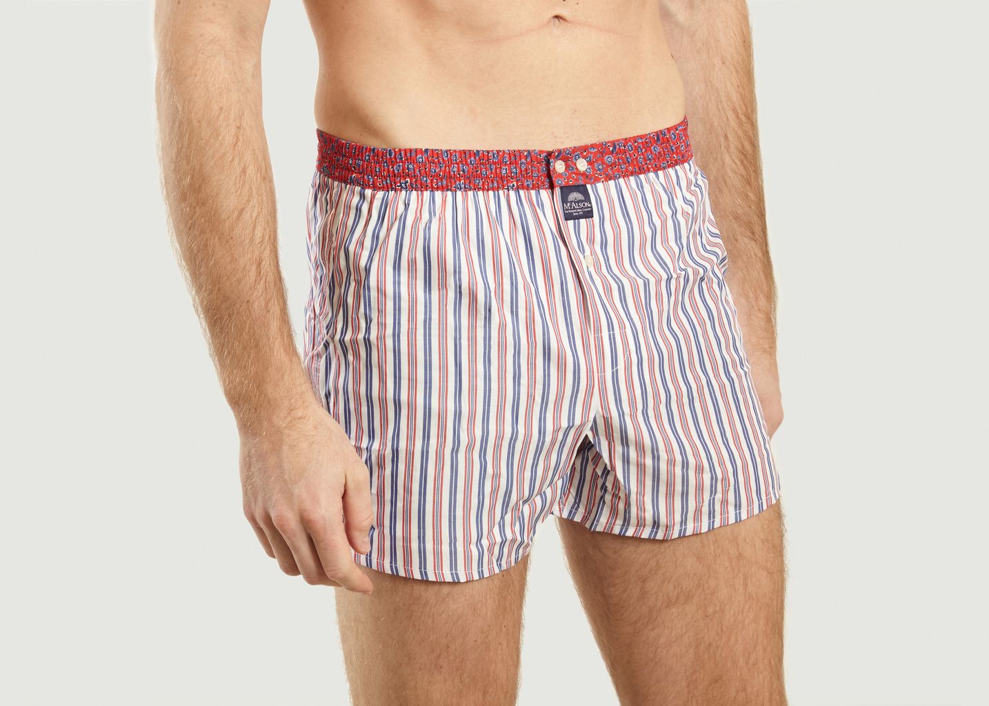 Striped Boxer Shorts With Flowers - Mc Alson