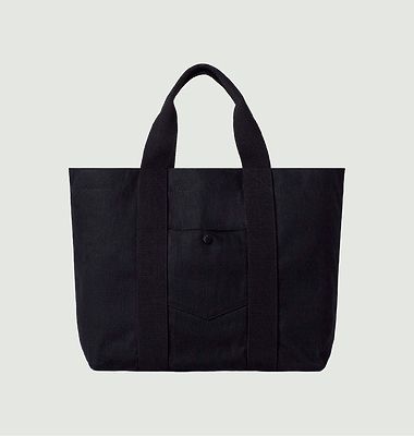 Tote bag with pocket in dyed denim