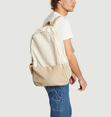 Large suede and denim backpack