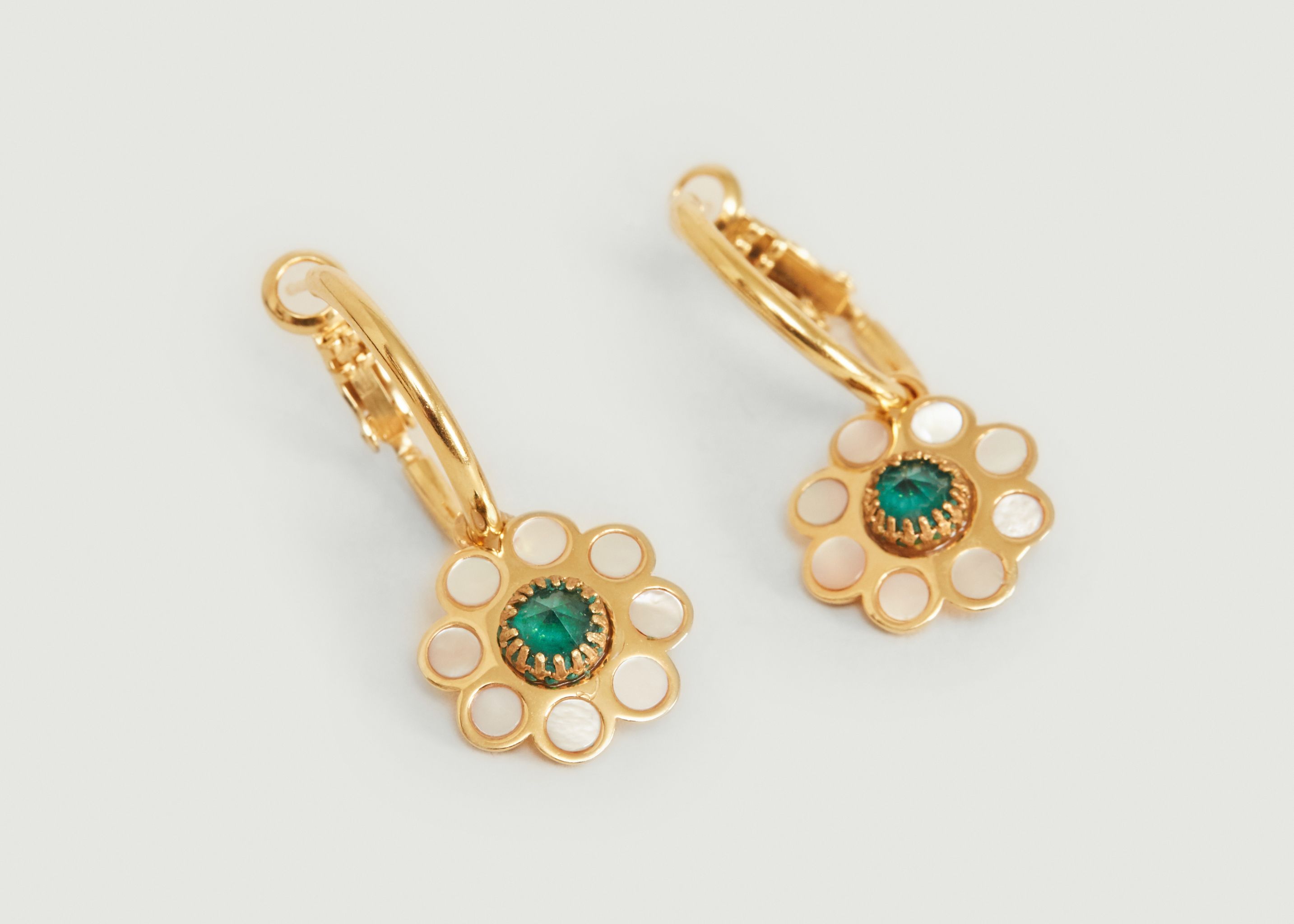 Venezia mother of pearls and Swarovski crystal hoop earrings - Medecine Douce