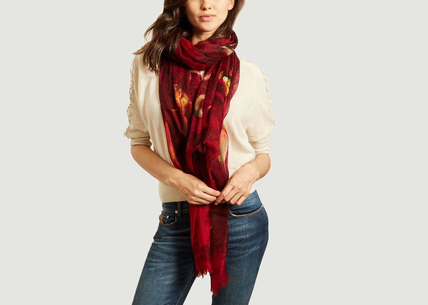 Foulard imprimé exotique en laine mérinos Manaus - Meesha