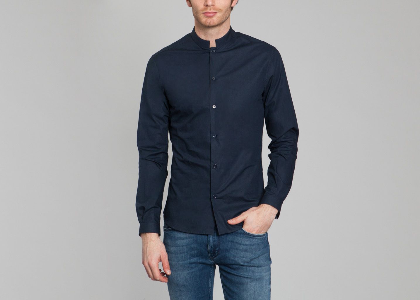 acheter chemise col officier,chemise homme manche courte col officier coton