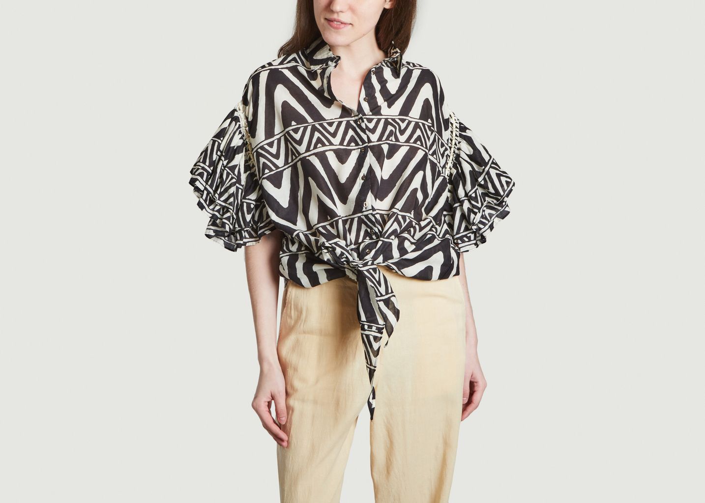 Blouse geometric pattern knotted Acusaka - Mes Demoiselles