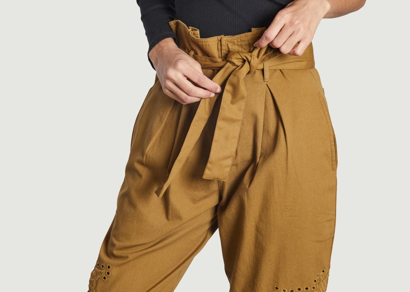 Pantalon en coton avec motif palmiers ajouré Dalma - Mes Demoiselles