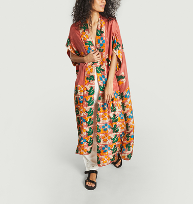 Kimono en soie imprimé fleuri Wonda