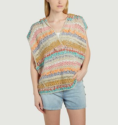 Iscah multicolored striped sleeveless hoodie