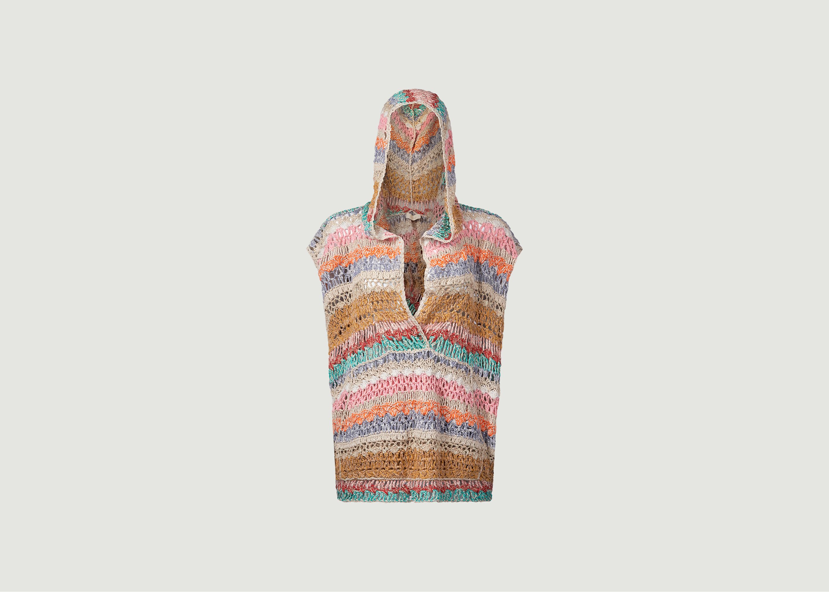 Iscah multicolored striped sleeveless hoodie - Mes Demoiselles