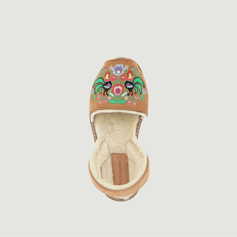 Sandals in woolen skin with Polka embroidery  - Minorquines