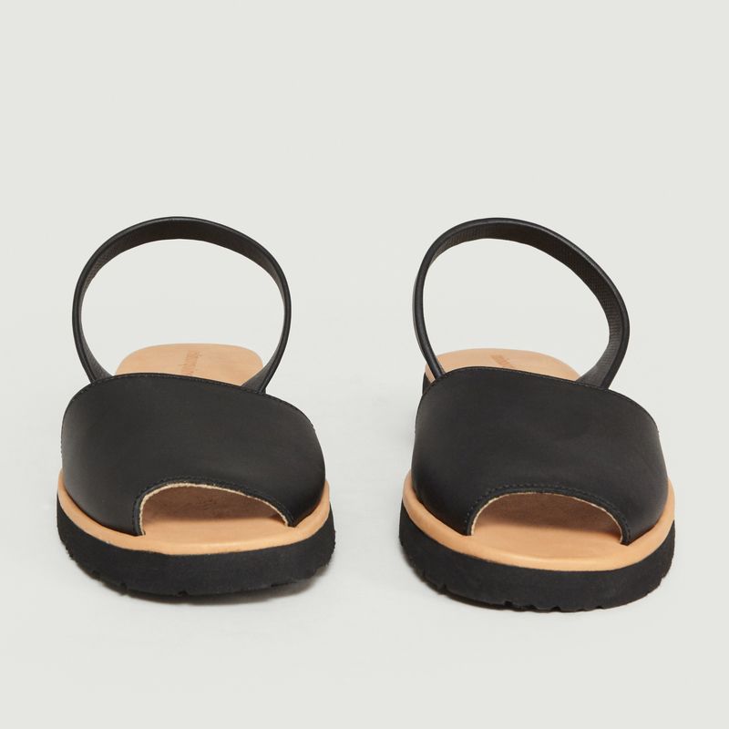 Avarca Platja Black Leather Sandals - Minorquines
