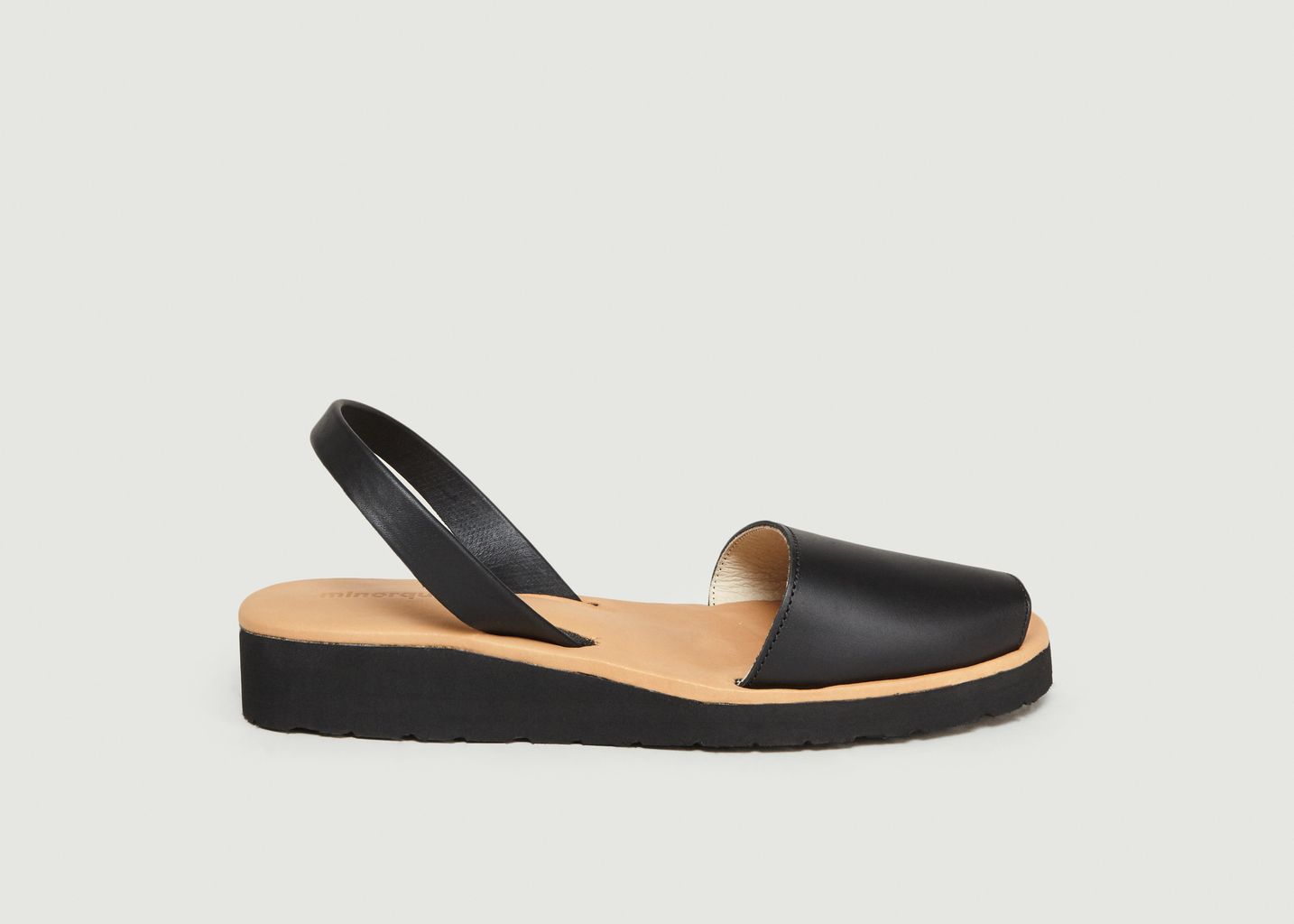 Avarca Platja Black Leather Sandals - Minorquines