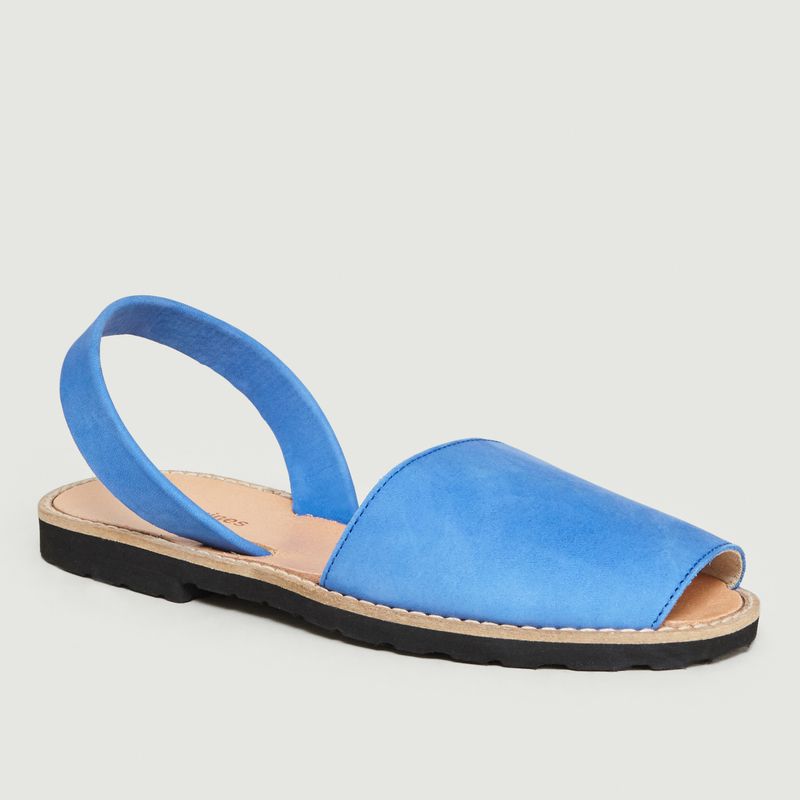 Sandales Avarca Nubuck Bleu Océan - Minorquines