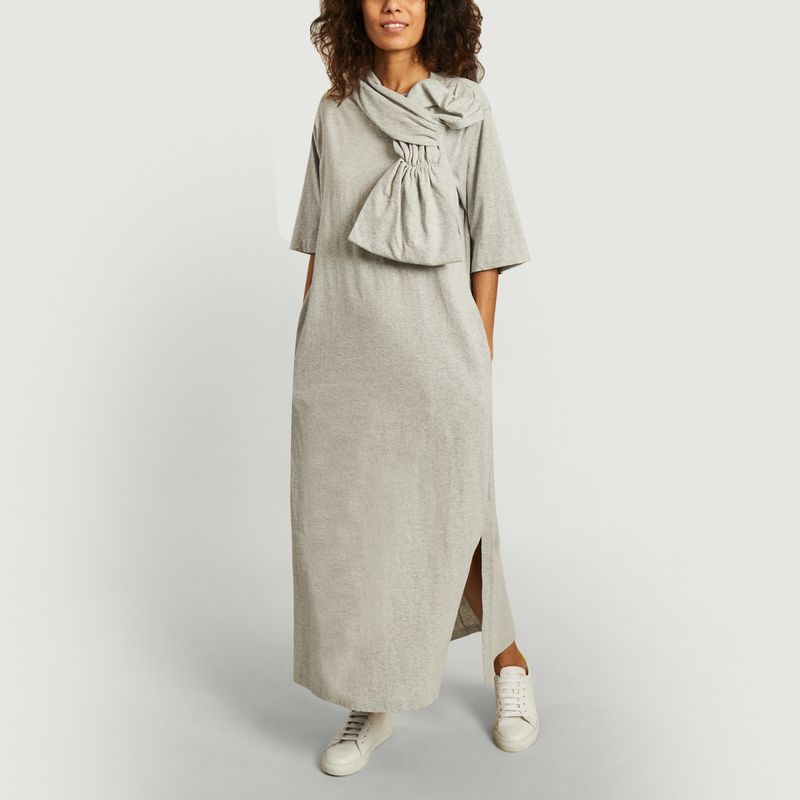 Long jersey short sleeves dress with big bow - MM6 Maison Margiela