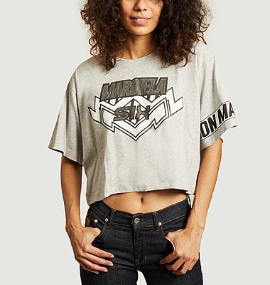 T-shirt cropped imprimé siglé motocross
