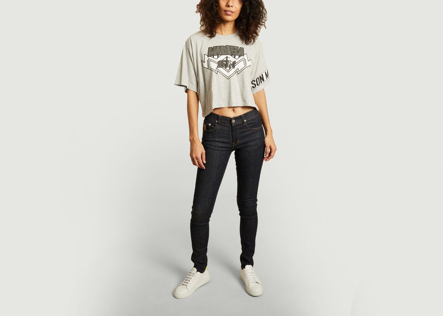 T-shirt cropped imprimé siglé motocross - MM6 Maison Margiela