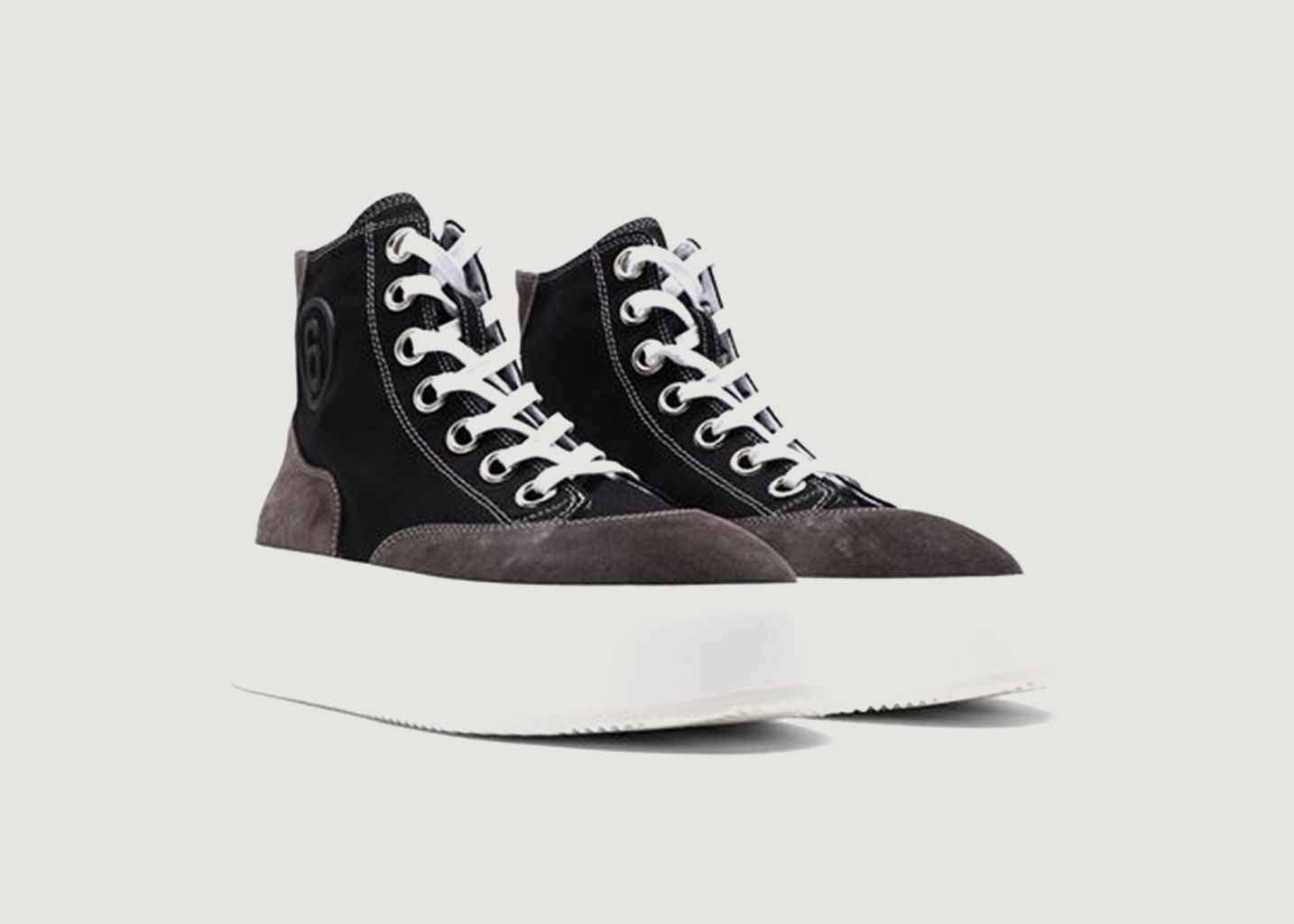 Cotton and suede leather platform high-top sneakers - MM6 Maison Margiela