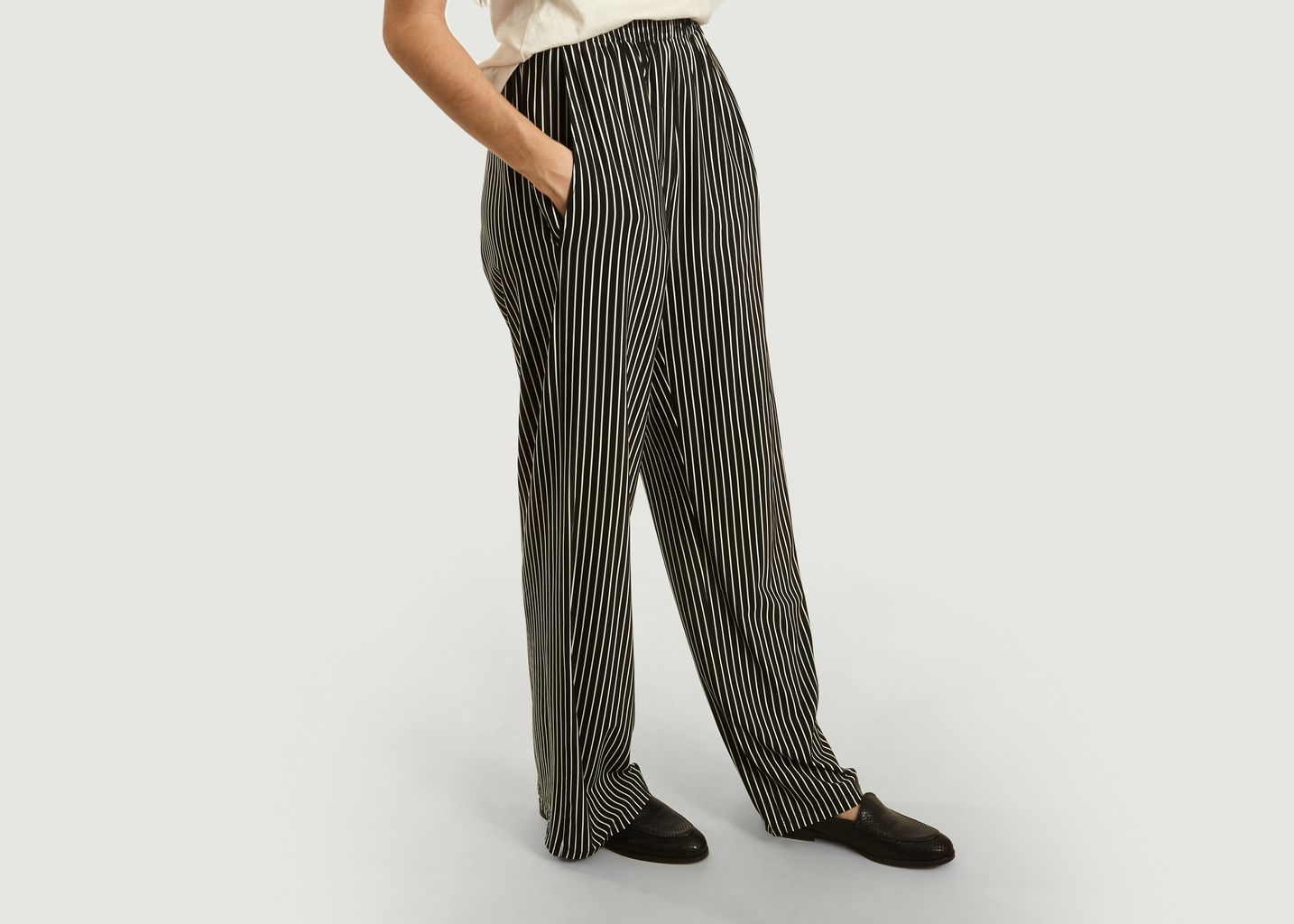 Pantalon large à imprimé rayé - MM6 Maison Margiela