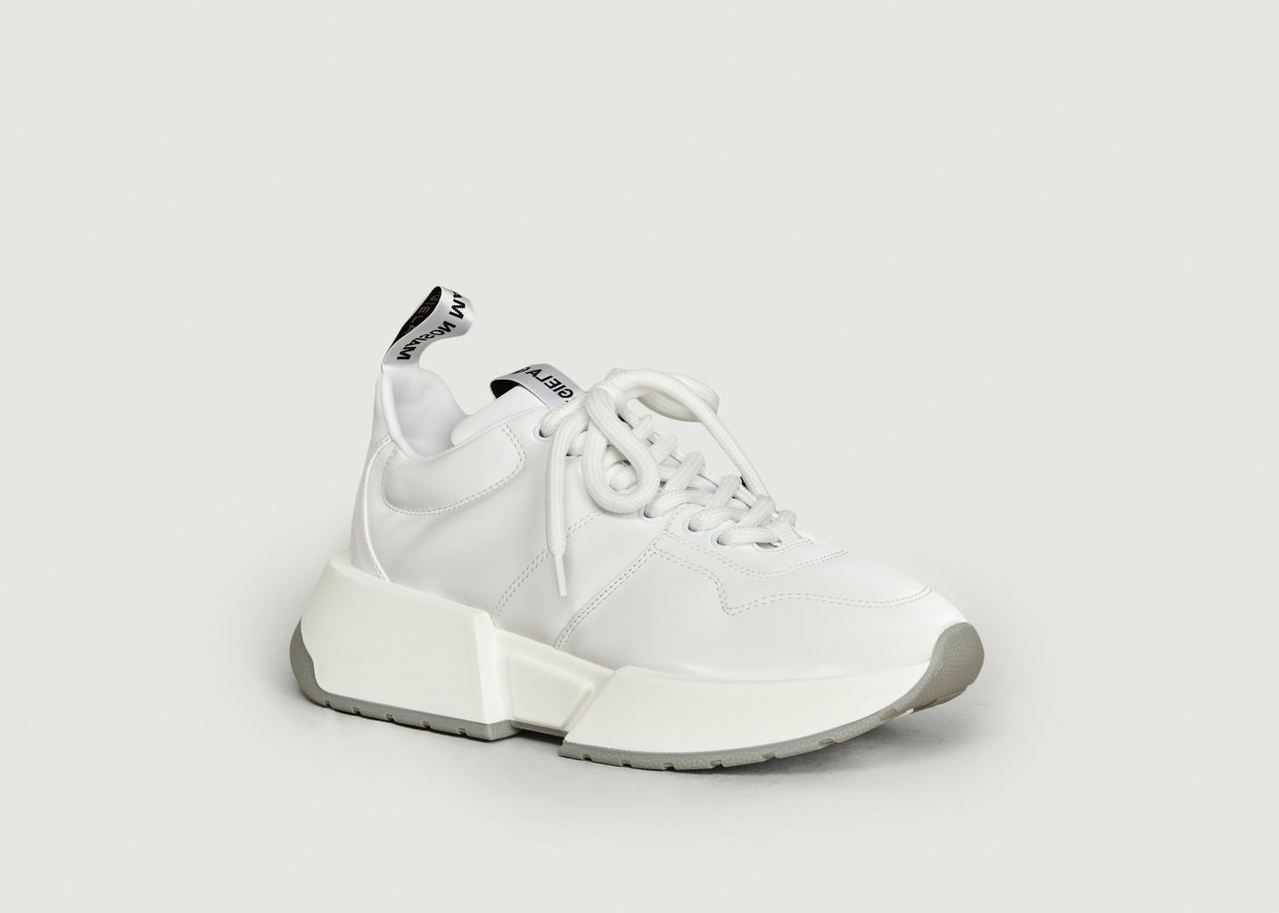 Shiny fabric platform sneakers White 