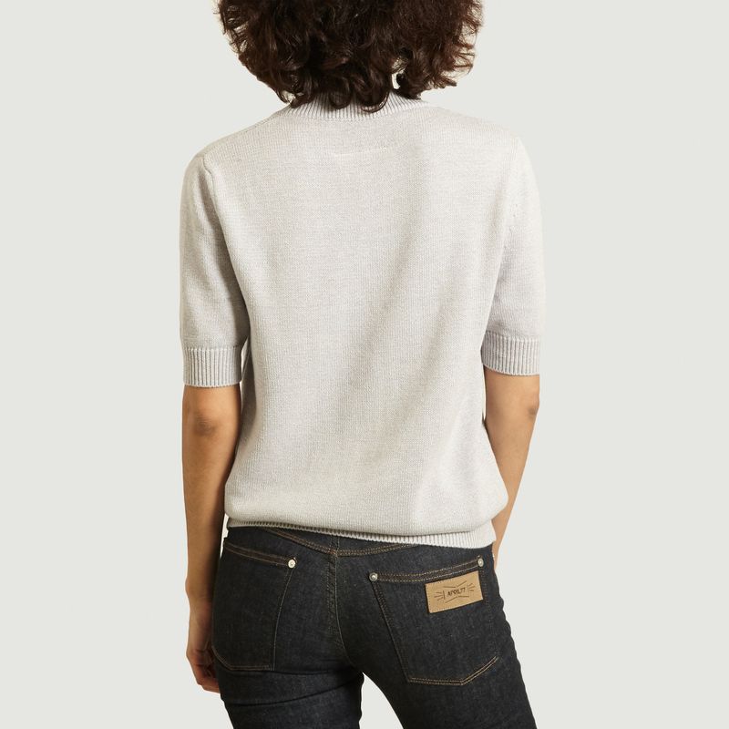 Short-sleeved cotton V-neck sweater - MM6 Maison Margiela
