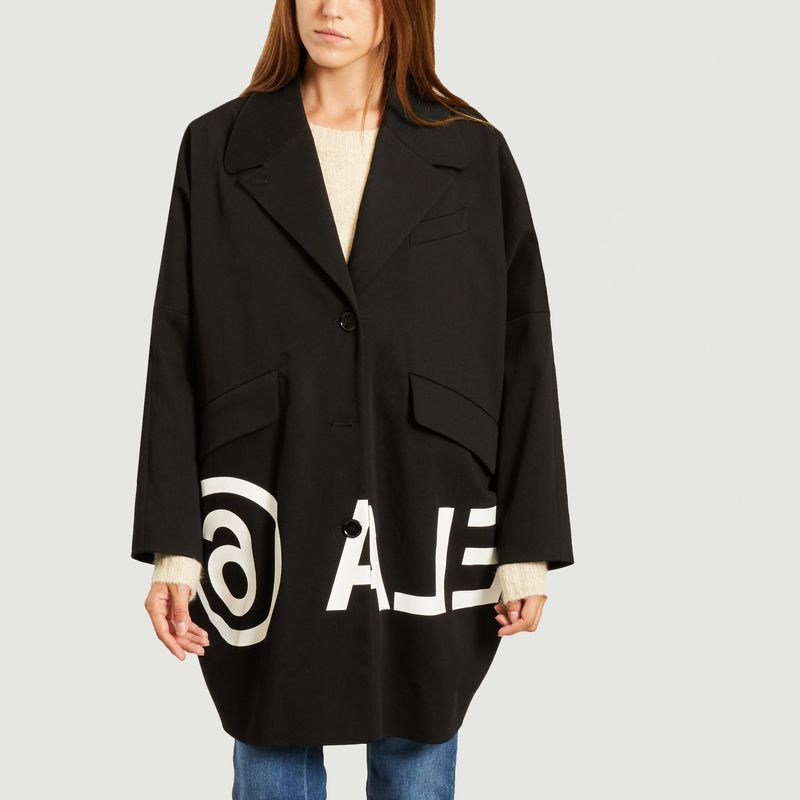 Oversized cotton coat with reverse logo - MM6 Maison Margiela
