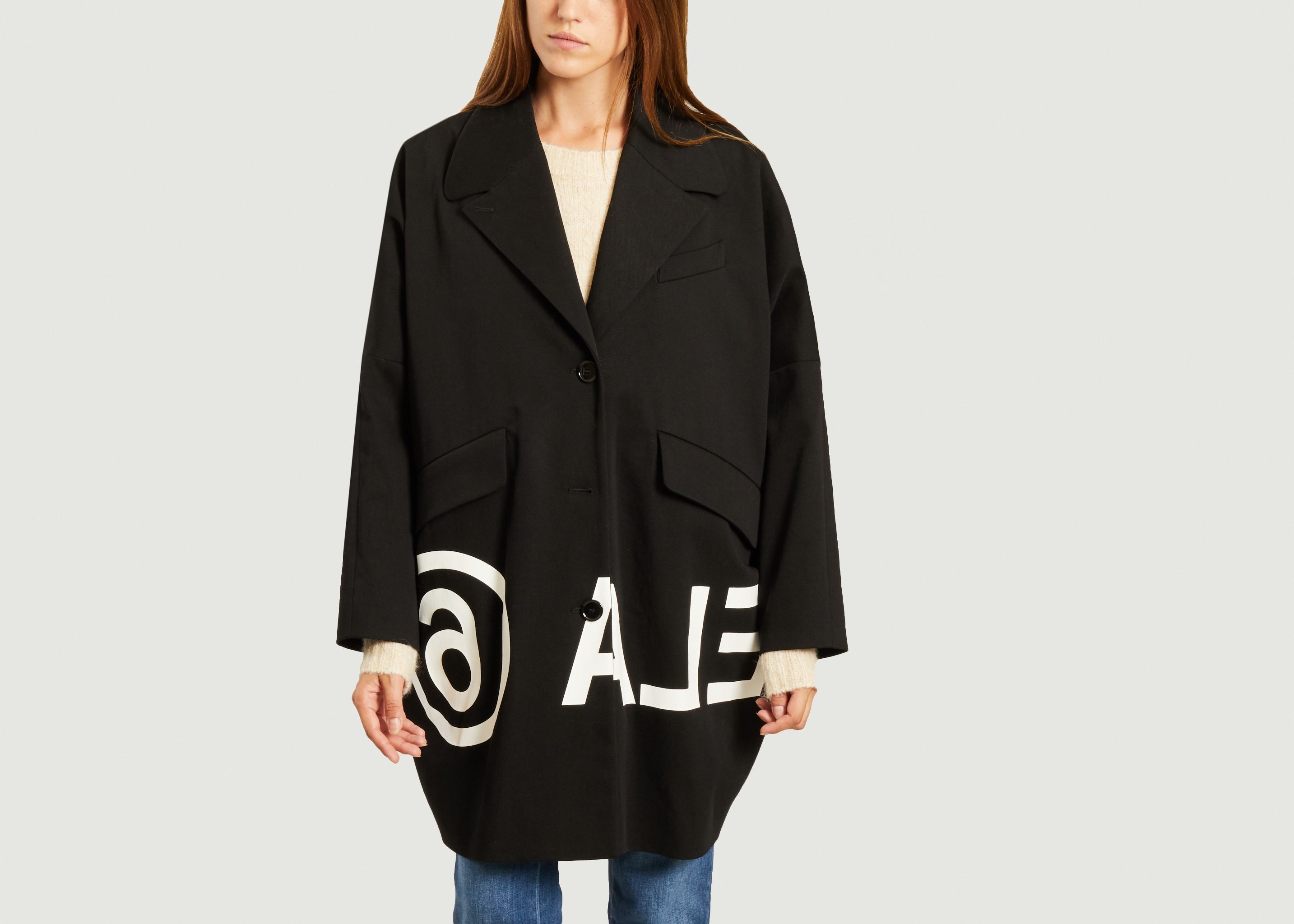 Oversized cotton coat with reverse logo - MM6 Maison Margiela