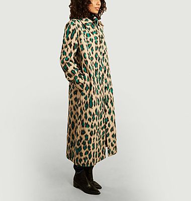 Manteau long motif léopard