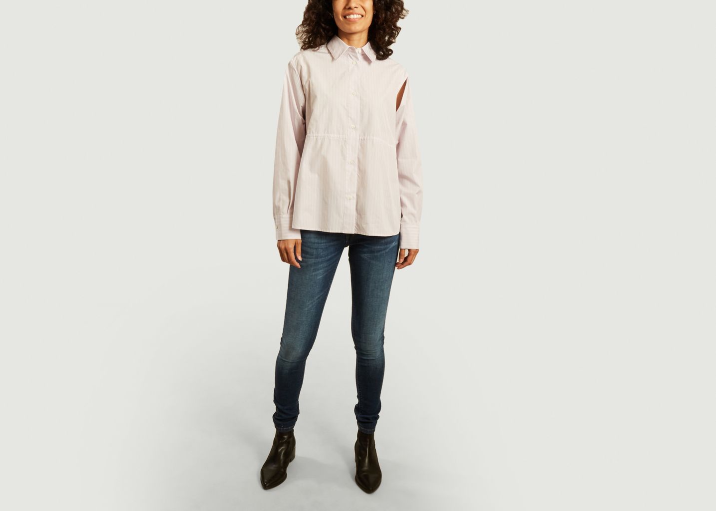 Chemise rayée oversize avec liens de serrage - MM6 Maison Margiela