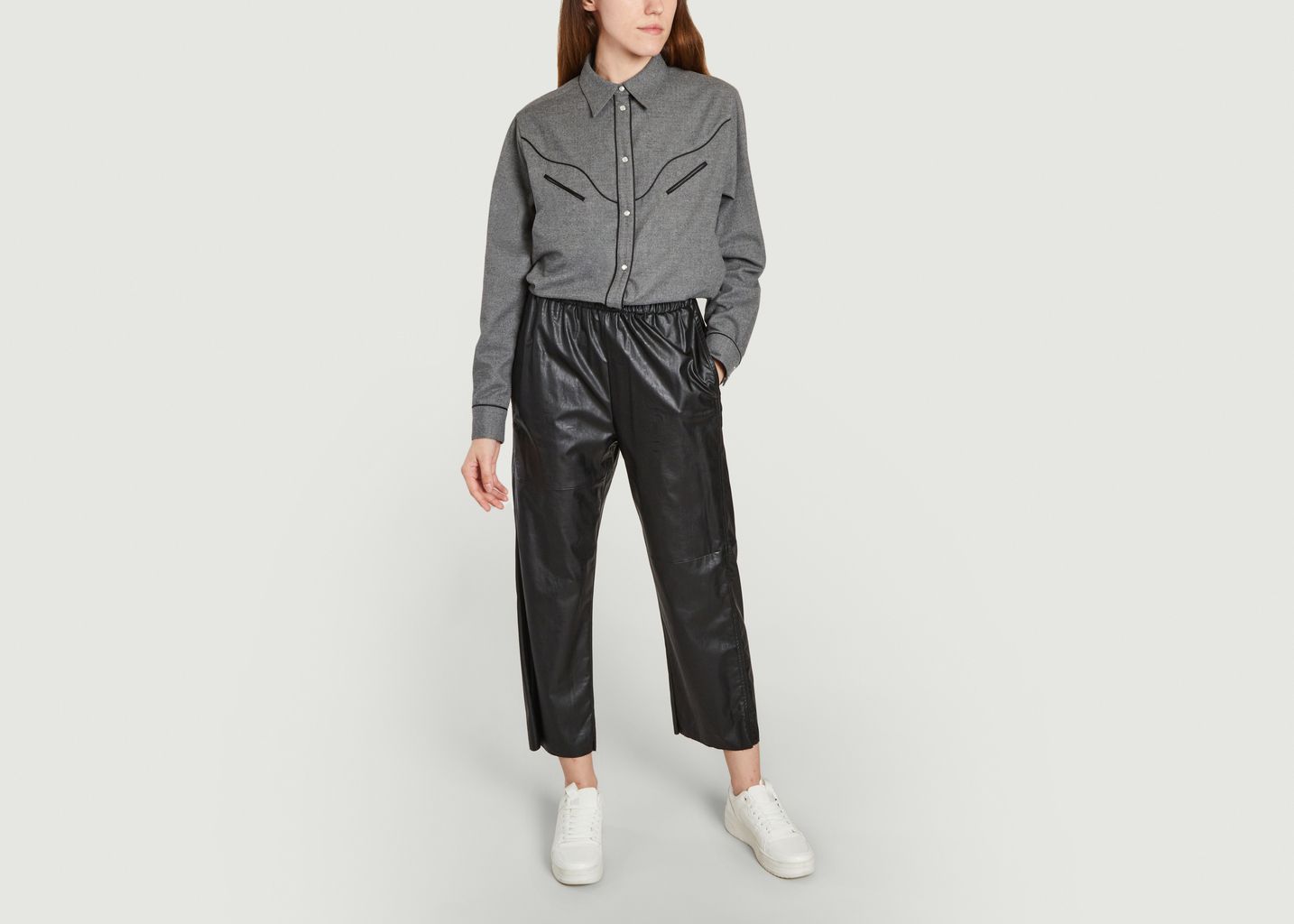 Pantalon loose 7/8e en simili cuir - MM6 Maison Margiela