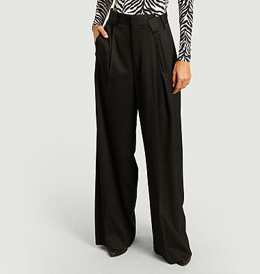Pantalon large taille haute