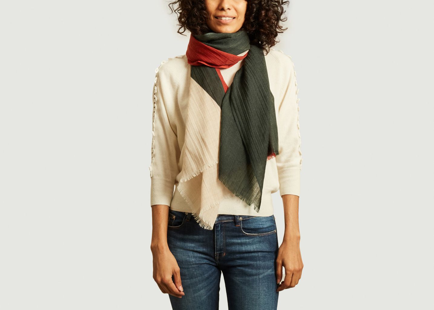 N°450 geometric pattern wool scarf - Moismont