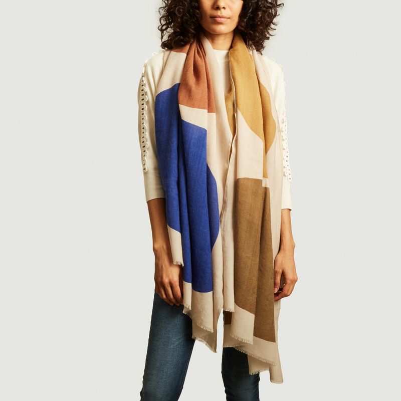 N°455 geometric pattern wool scarf - Moismont