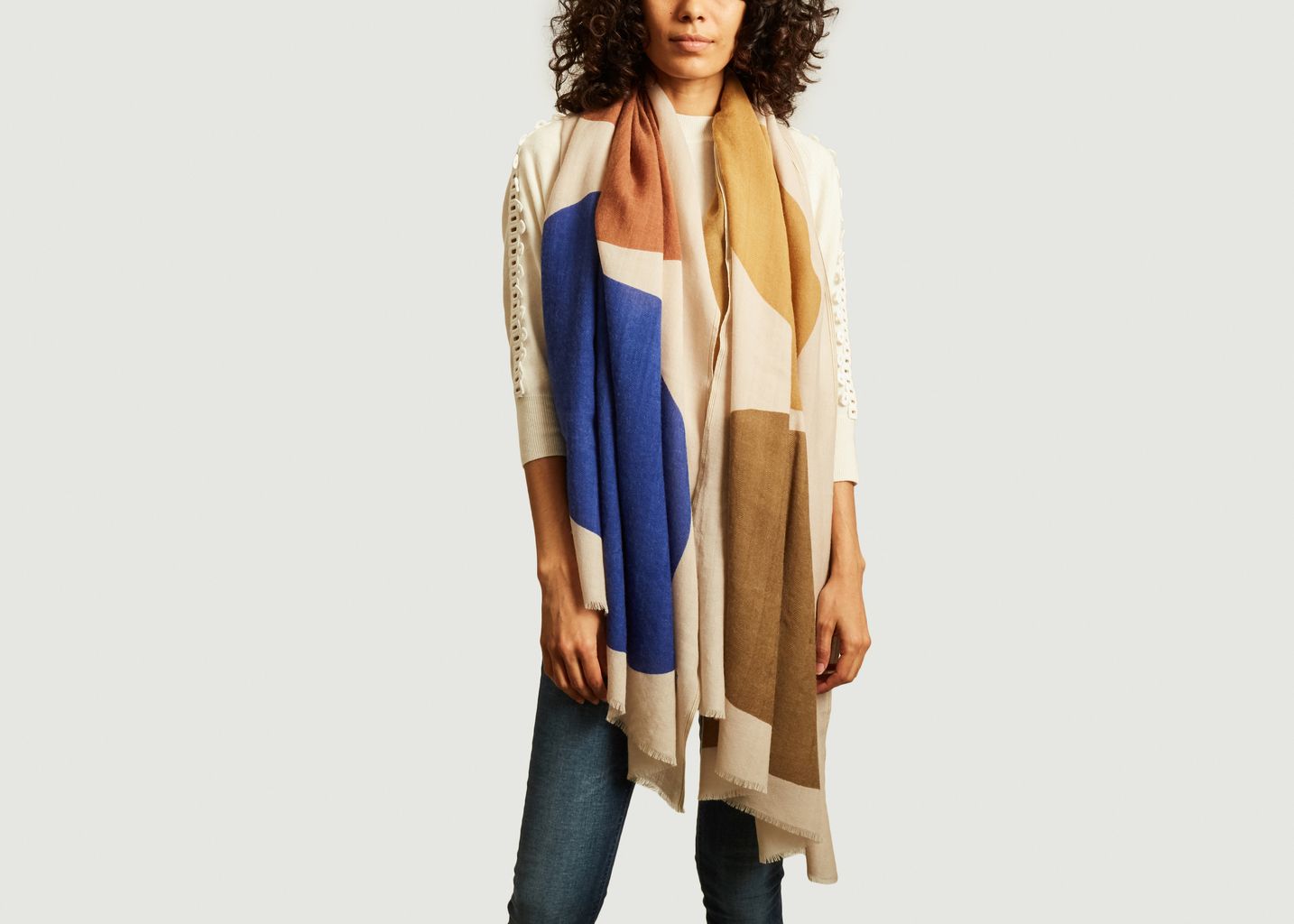 N°455 geometric pattern wool scarf - Moismont