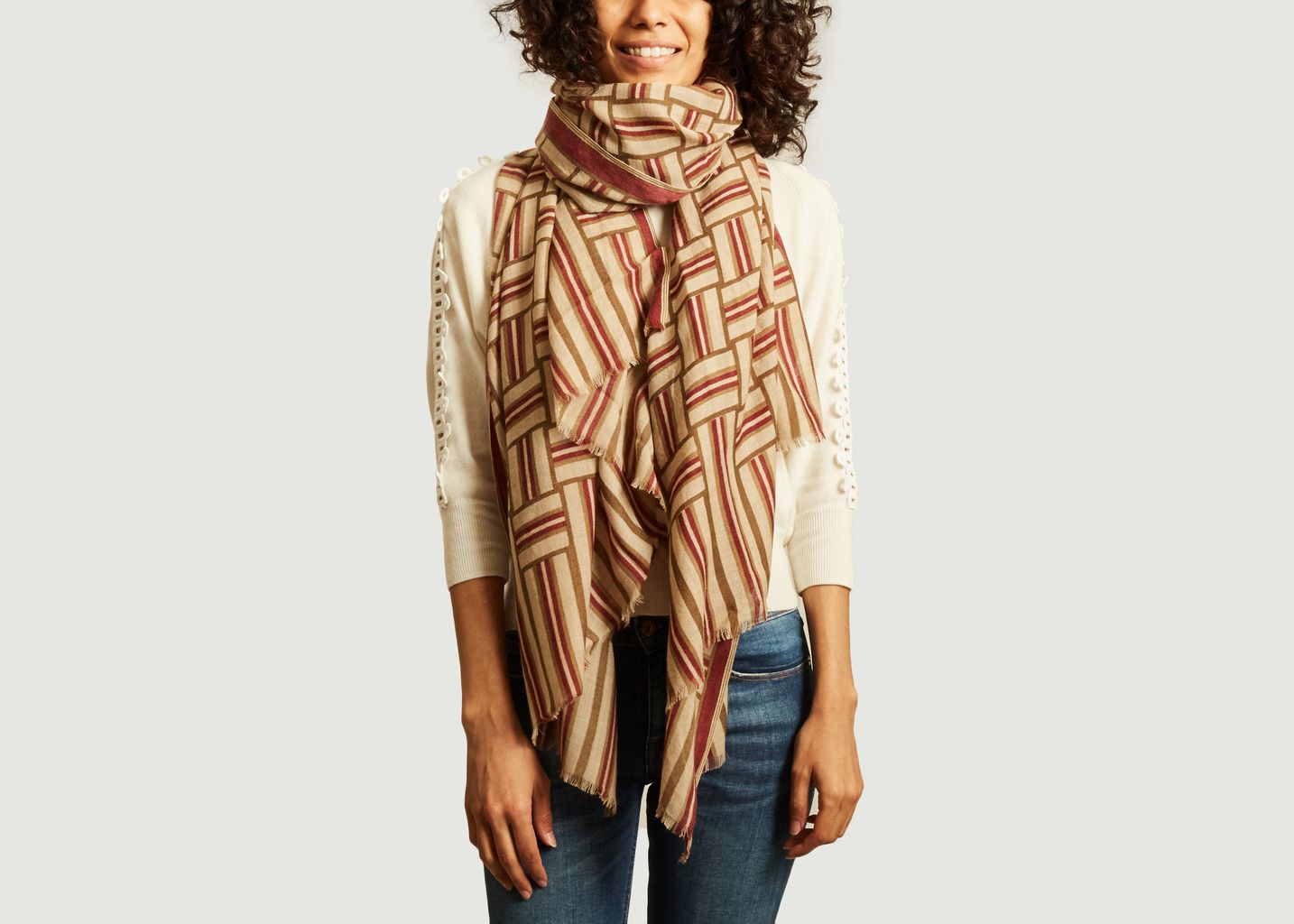 N°460 geometric pattern wool scarf - Moismont