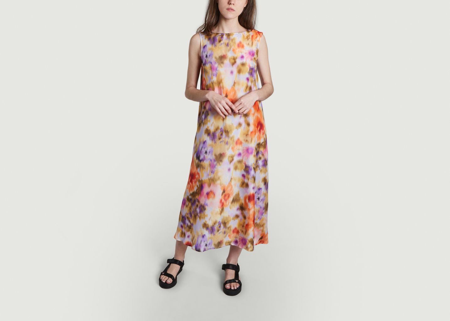 Fancy printed silk maxi dress Destin - Momoni