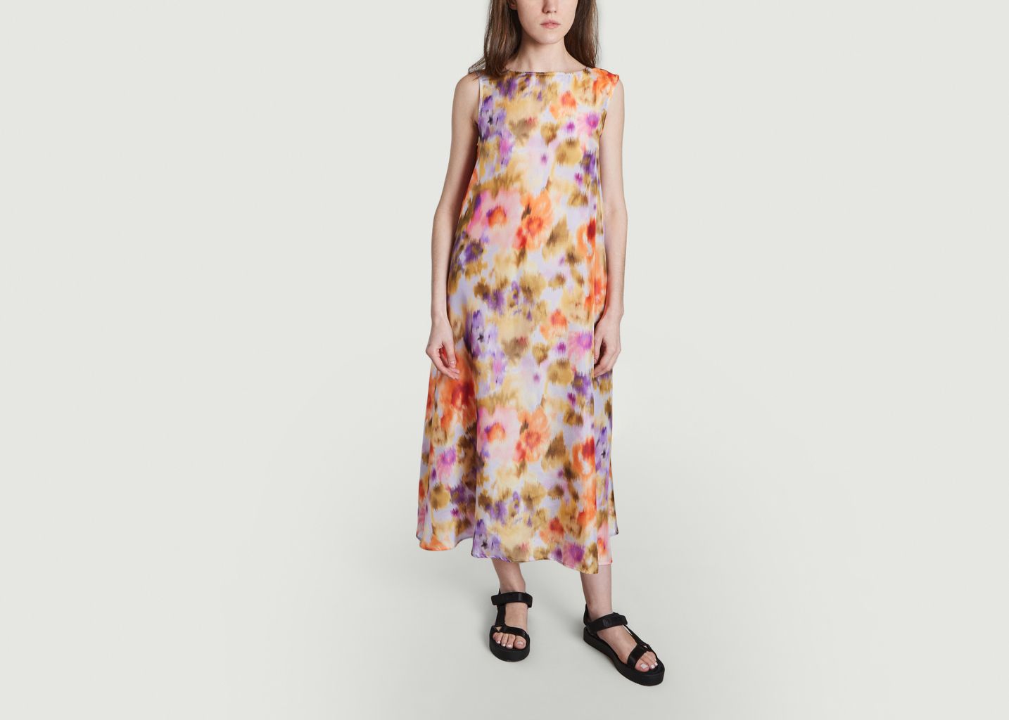 Fancy printed silk maxi dress Destin - Momoni