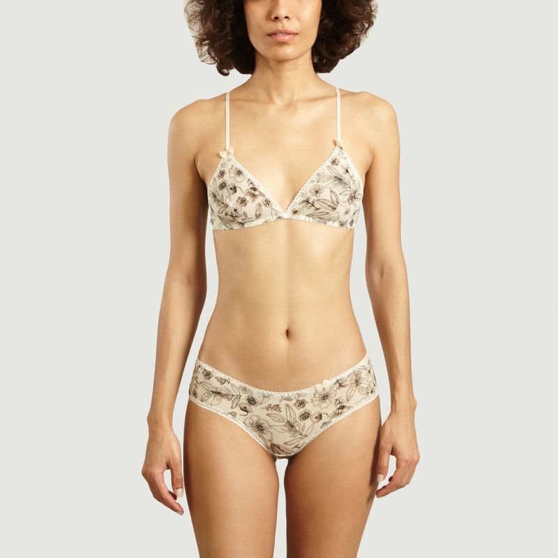 Floral pattern triangle bra without underwire - Momoni